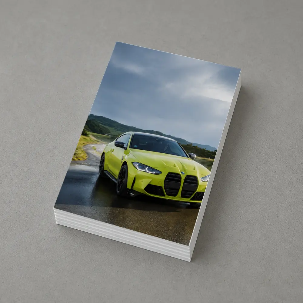 BMW M4 Lime Green Wet Road Hills – Postcards