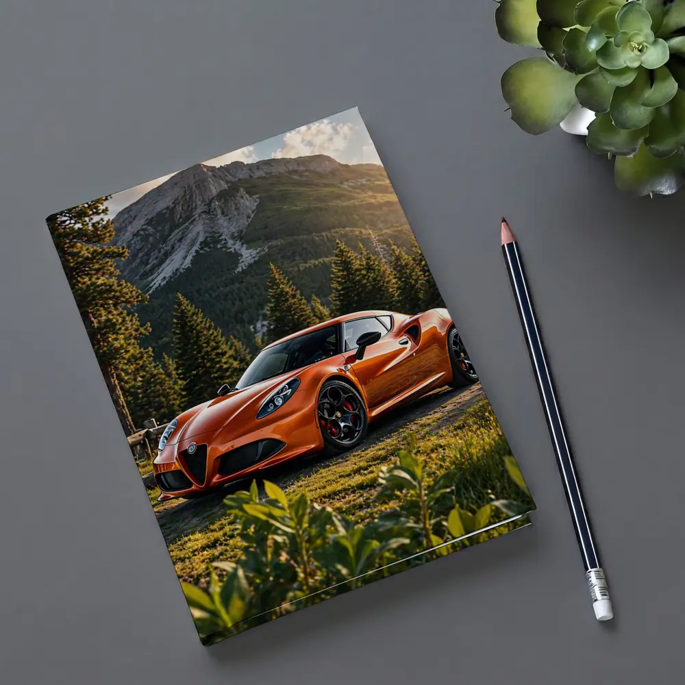 Alfa Romeo 4C Orange Mountain Forest Setting – Notebooks