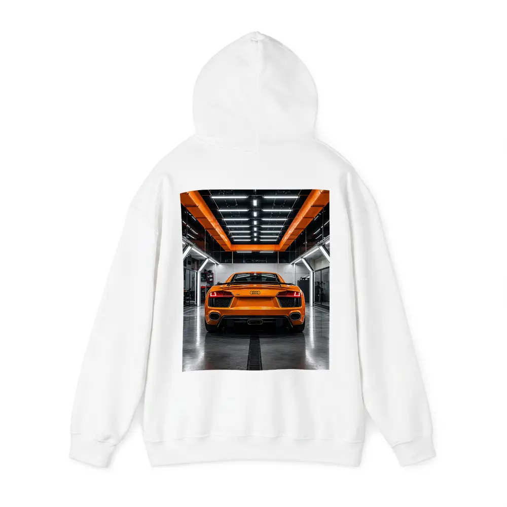 Audi R8 Orange Rear View Garage – Hoodies