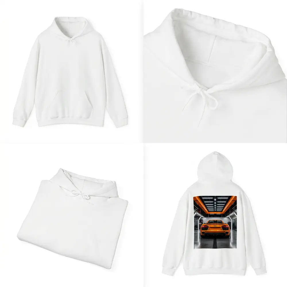 Audi R8 Orange Rear View Garage – Hoodies