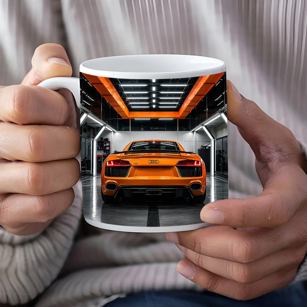 Audi R8 Orange Rear View Garage – Mugs