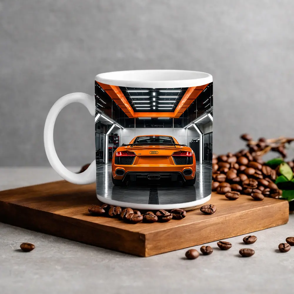 Audi R8 Orange Rear View Garage – Mugs