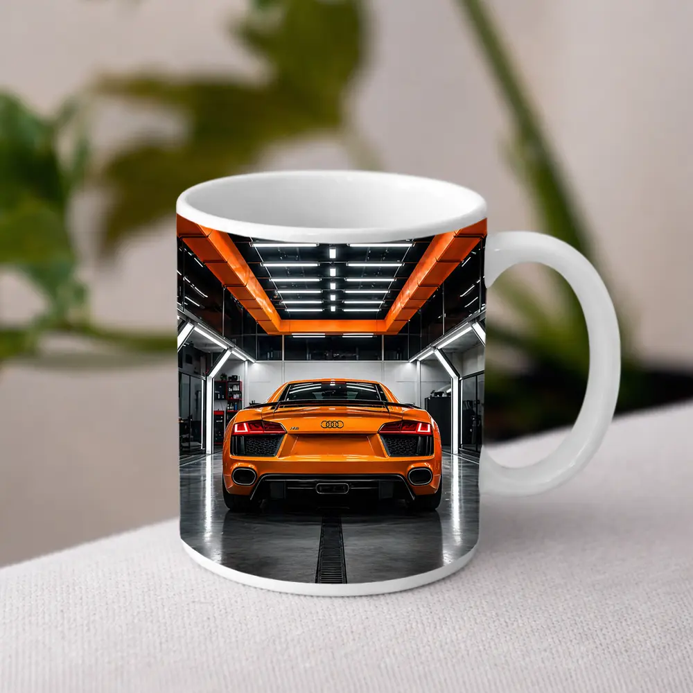 Audi R8 Orange Rear View Garage – Mugs