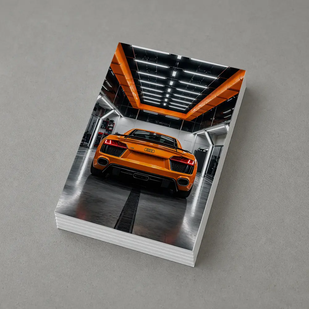 Audi R8 Orange Rear View Garage – Postcards