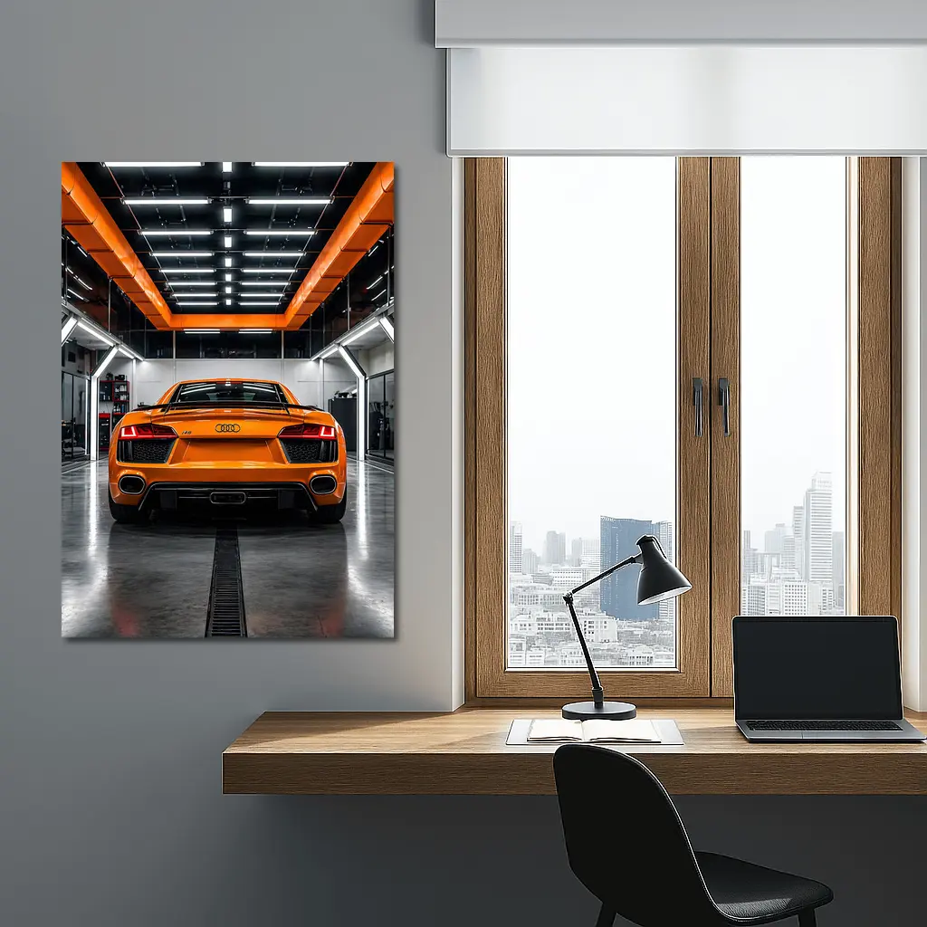 Audi R8 Orange Rear View Garage – Wall Art