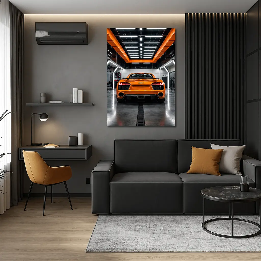 Audi R8 Orange Rear View Garage – Wall Art