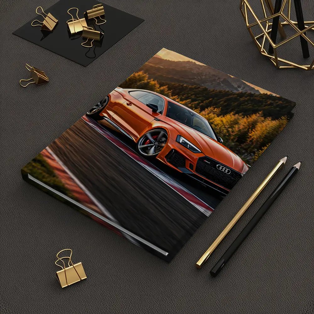 Audi RS5 Orange Coupe on Racing Track – Notebooks