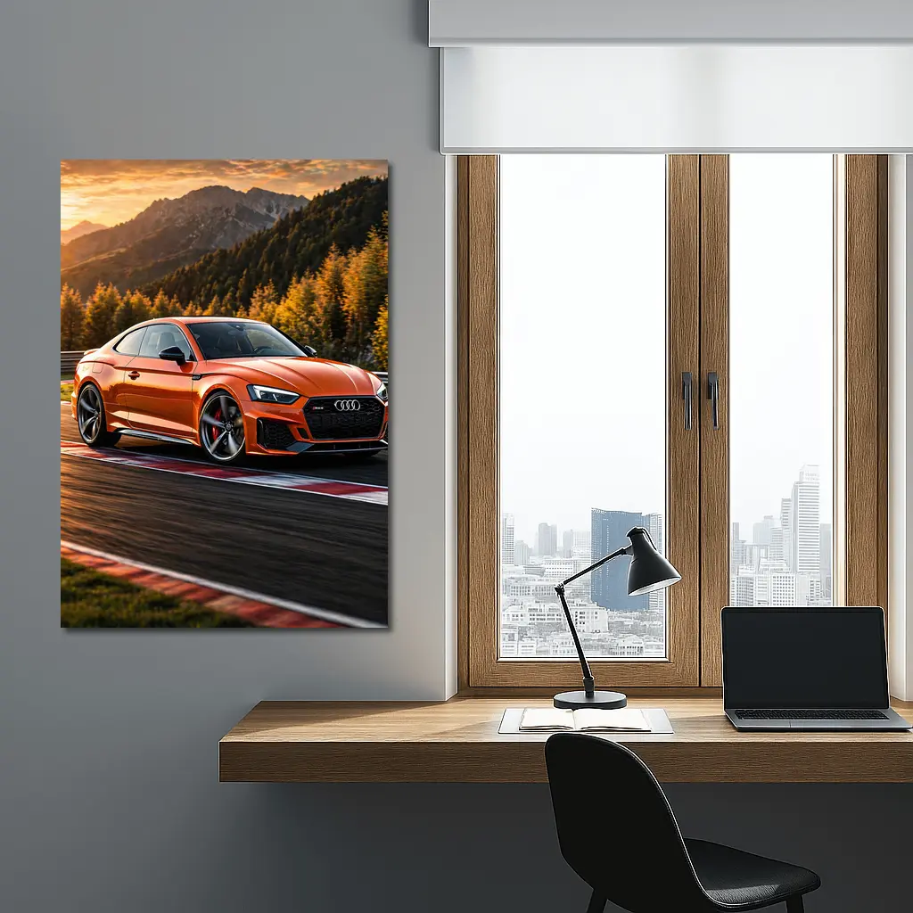 Audi RS5 Orange Coupe on Racing Track – Wall Art