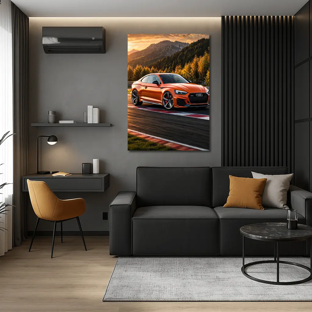 Audi RS5 Orange Coupe on Racing Track – Wall Art