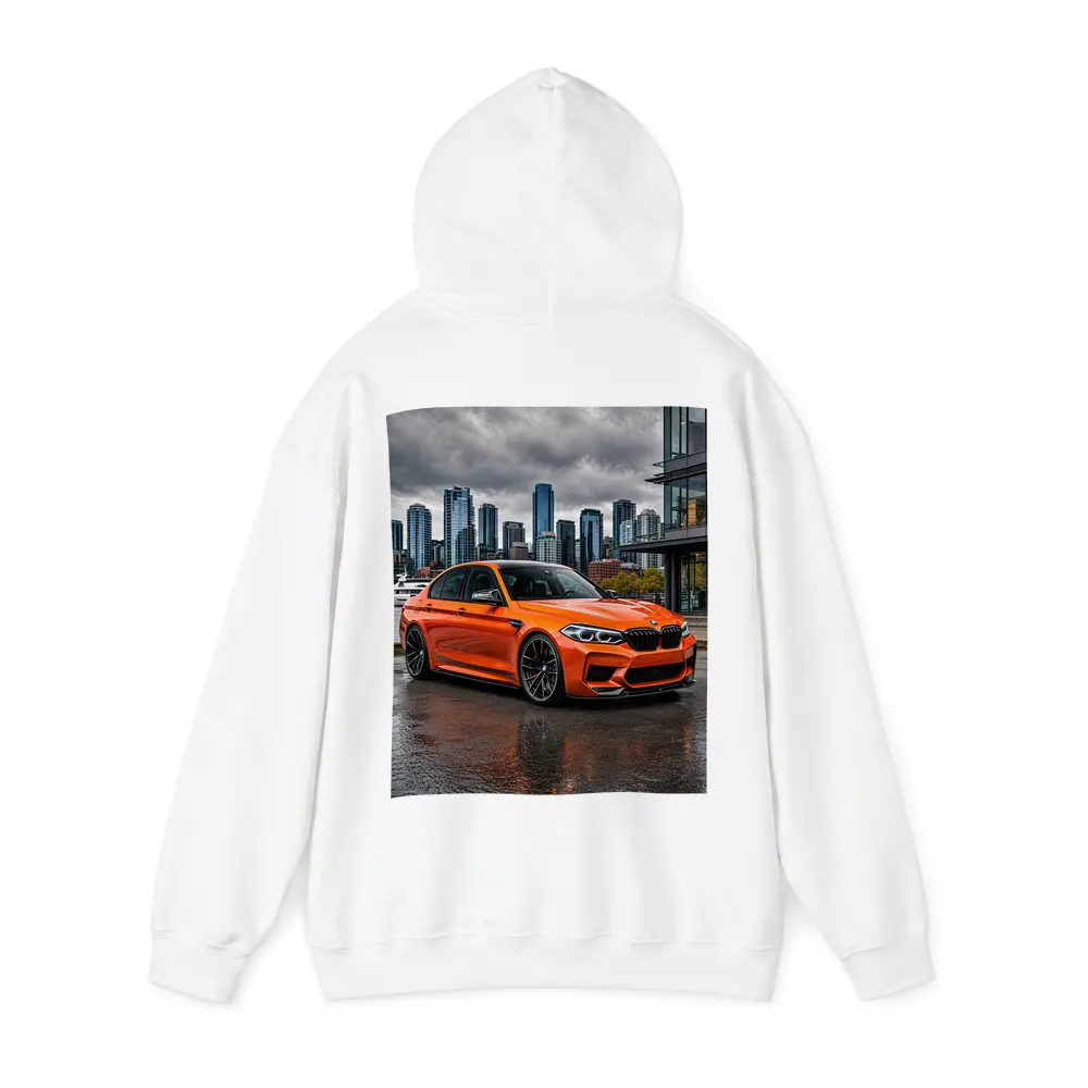 BMW M5 Orange Sedan City Waterfront – Hoodies