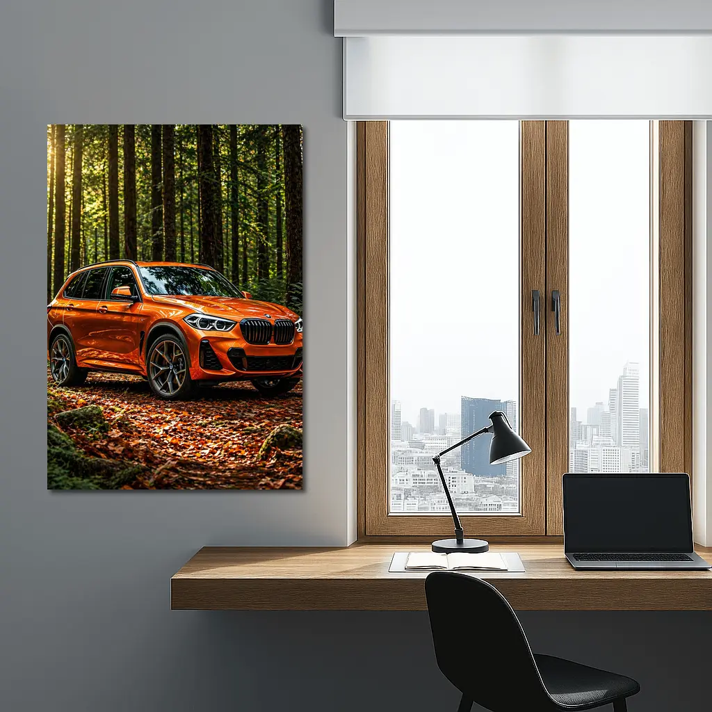BMW X1 Orange SUV Forest Setting – Wall Art