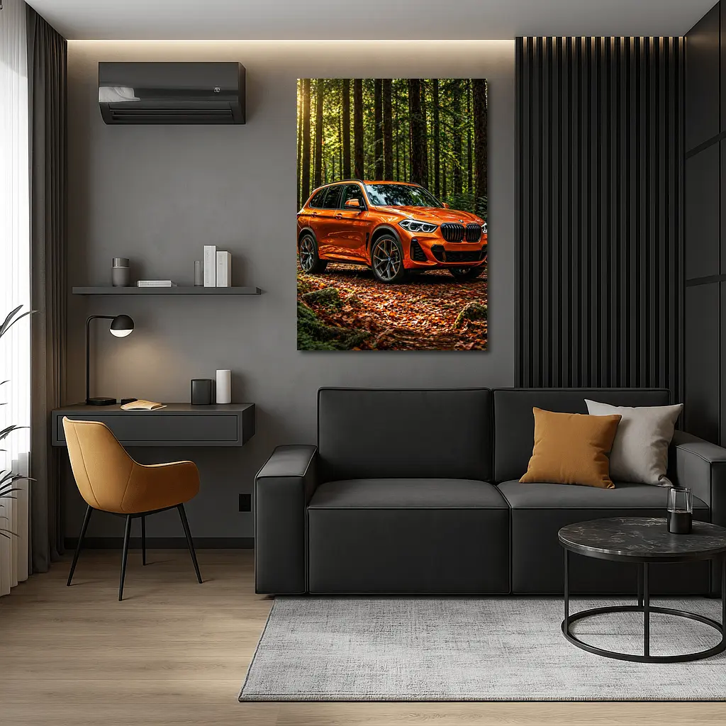BMW X1 Orange SUV Forest Setting – Wall Art