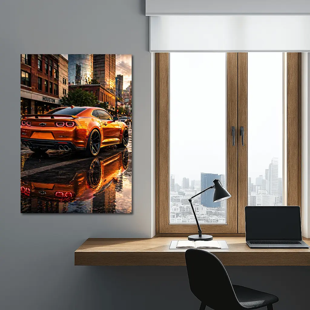 Chevrolet Camaro ZL1 Orange Houston City Streets – Wall Art