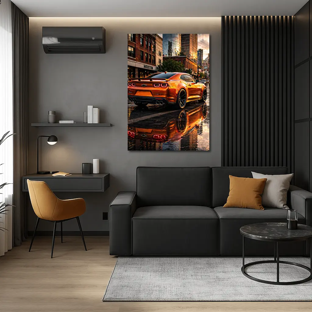 Chevrolet Camaro ZL1 Orange Houston City Streets – Wall Art