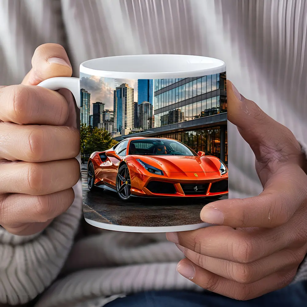 Ferrari 488 GTB Orange City Street – Mugs
