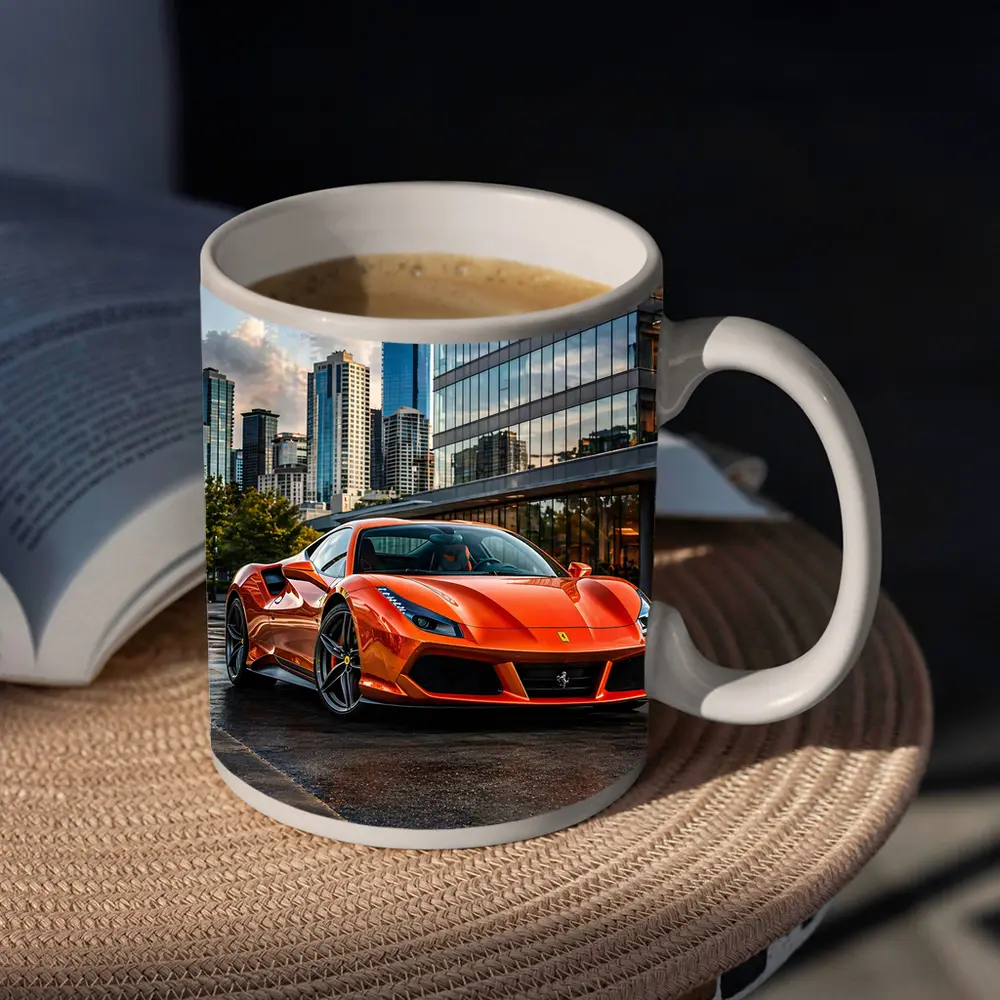 Ferrari 488 GTB Orange City Street – Mugs