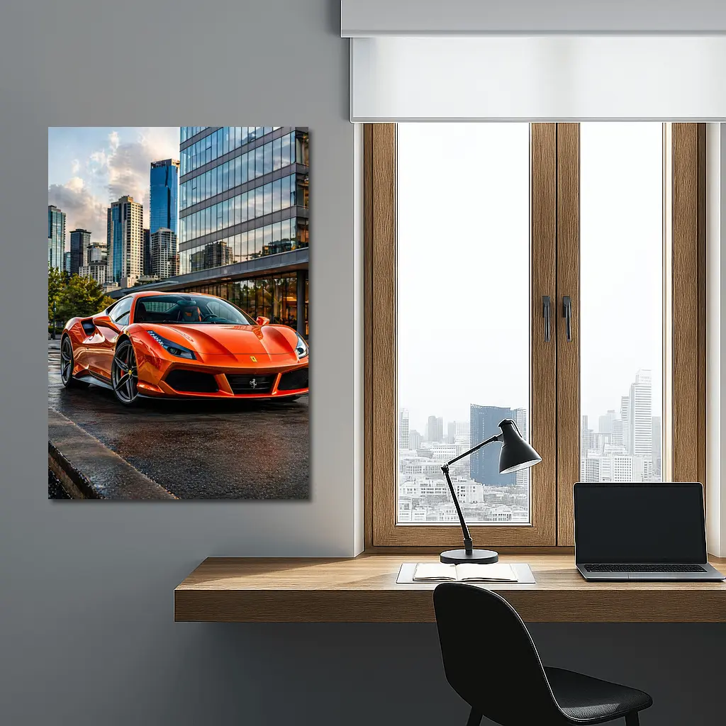 Ferrari 488 GTB Orange City Street – Wall Art