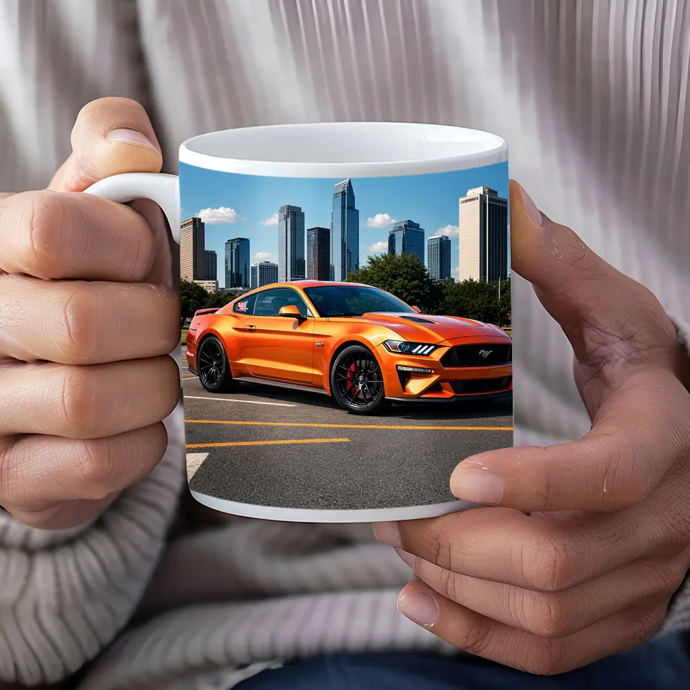 Ford Mustang GT Orange City Skyline – Mugs
