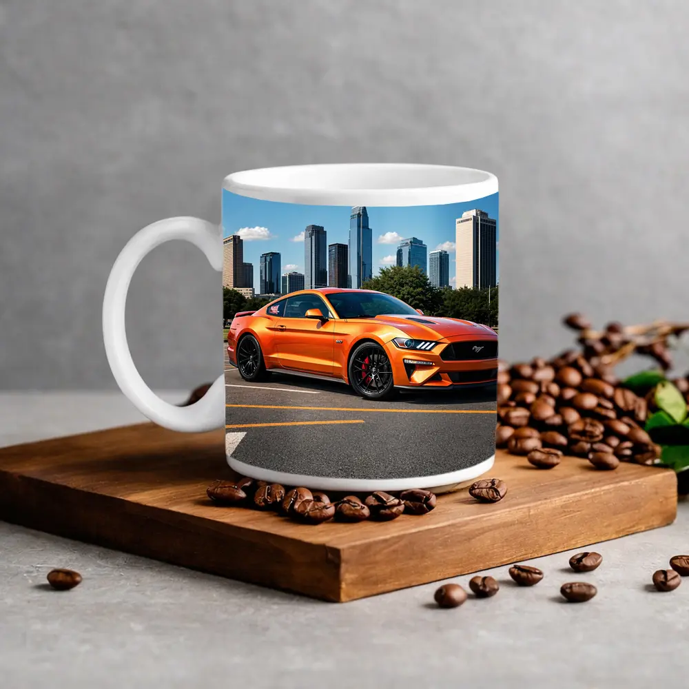 Ford Mustang GT Orange City Skyline – Mugs