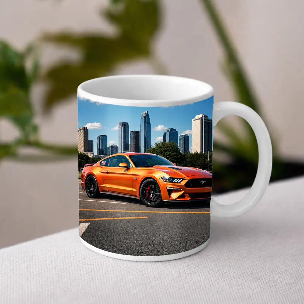 Ford Mustang GT Orange City Skyline – Mugs