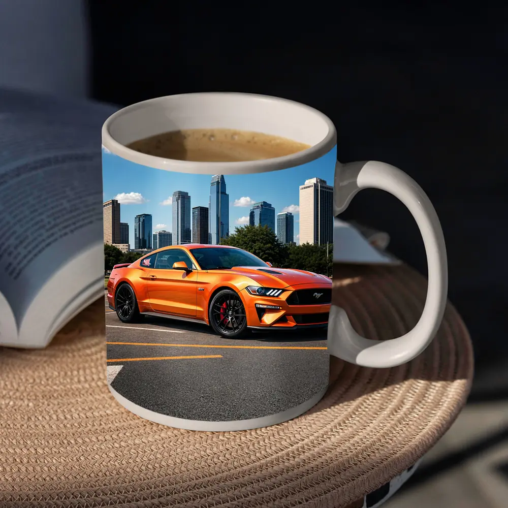 Ford Mustang GT Orange City Skyline – Mugs
