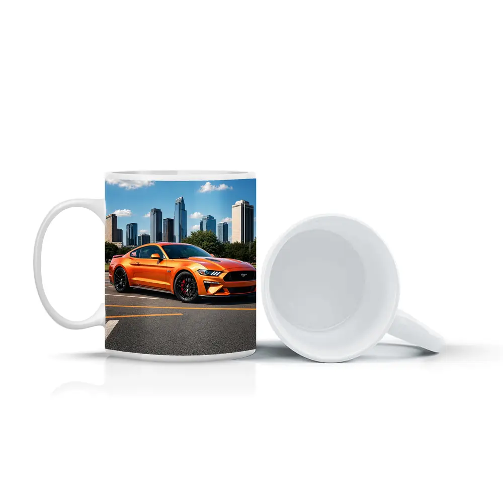 Ford Mustang GT Orange City Skyline – Mugs