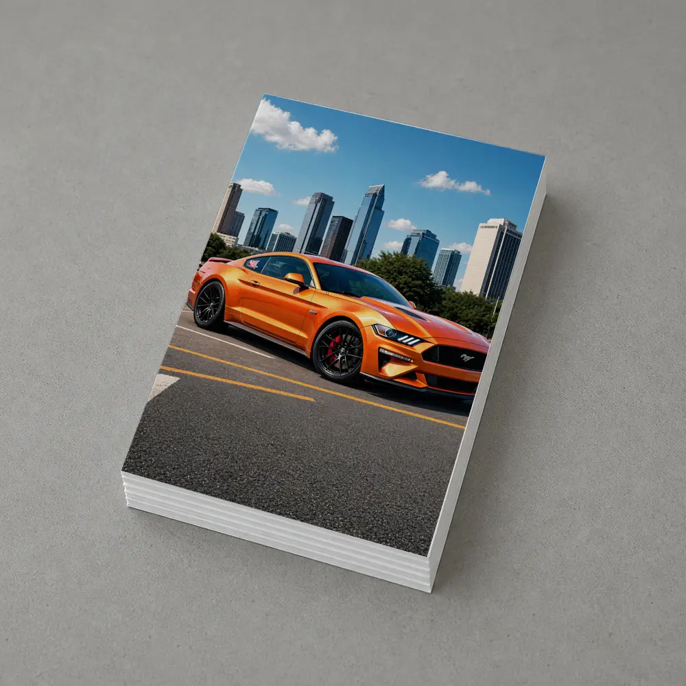 Ford Mustang GT Orange City Skyline – Postcards
