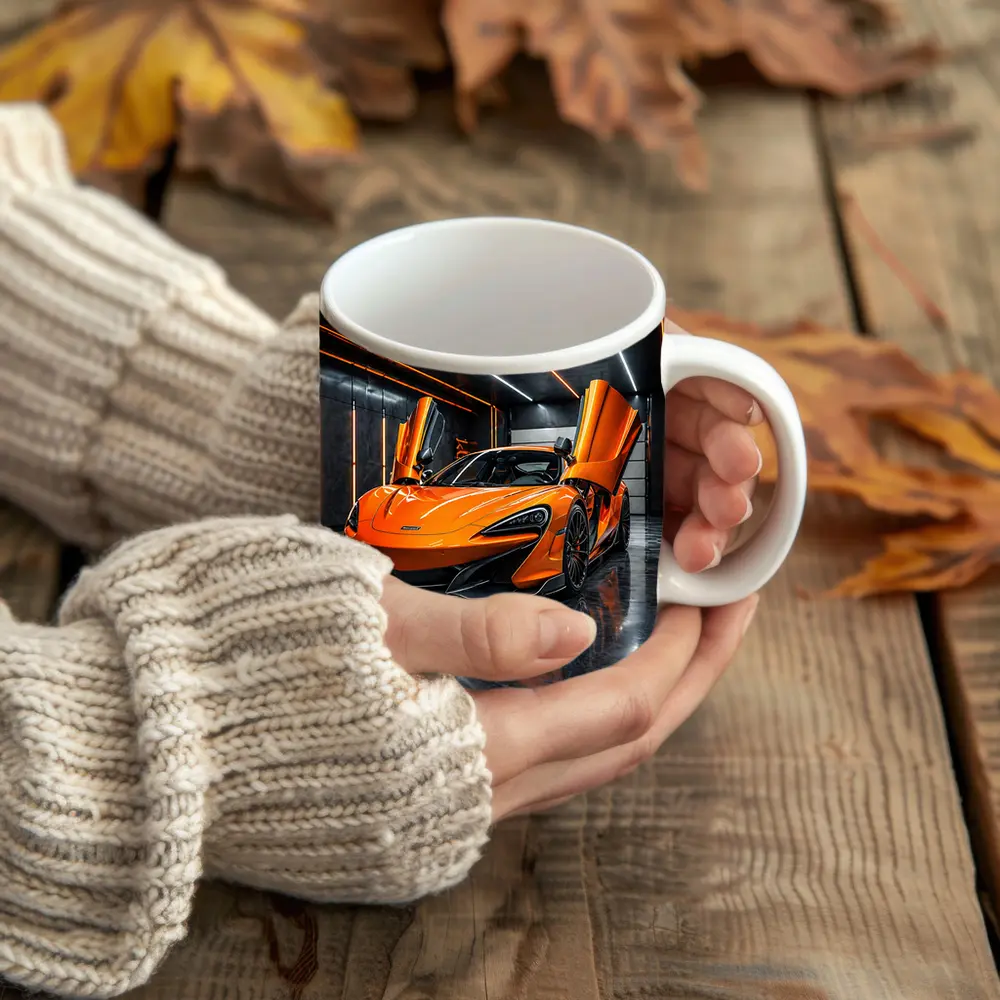 McLaren 600LT Orange Dihedral Doors Garage – Mugs
