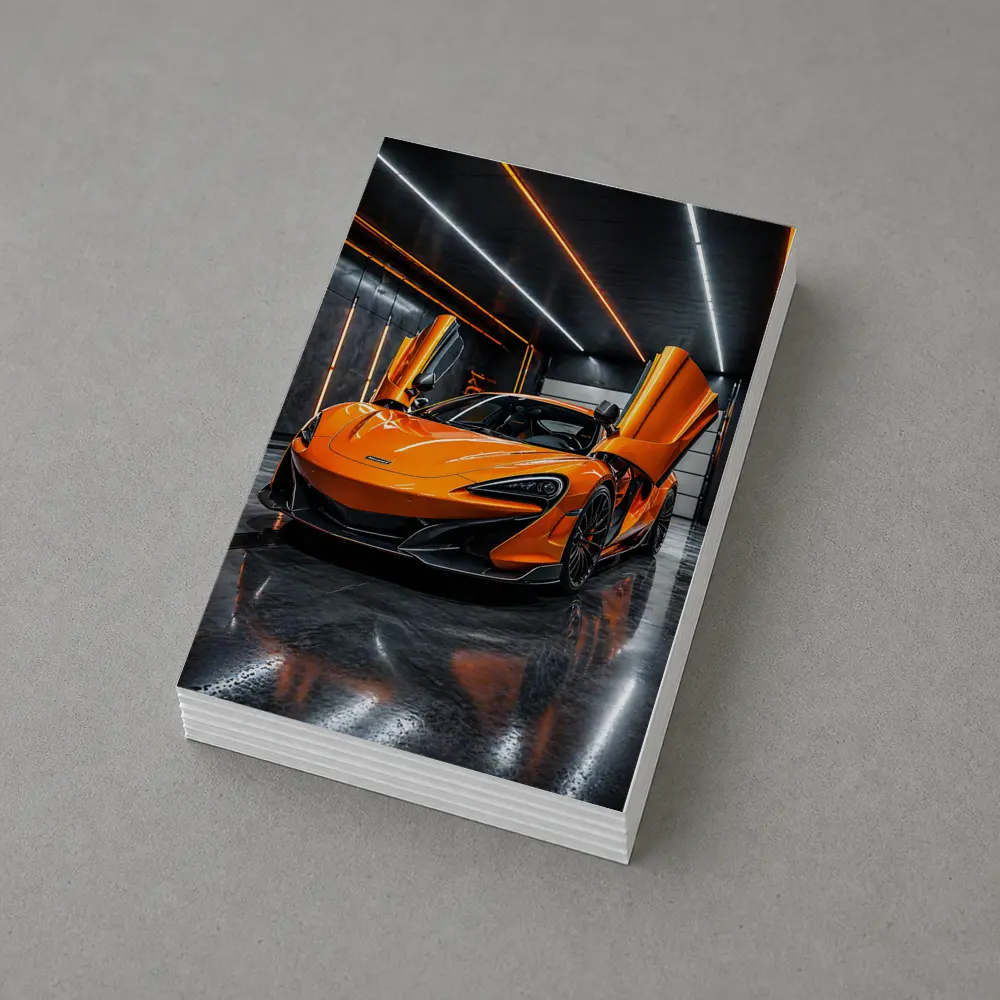McLaren 600LT Orange Dihedral Doors Garage – Postcards