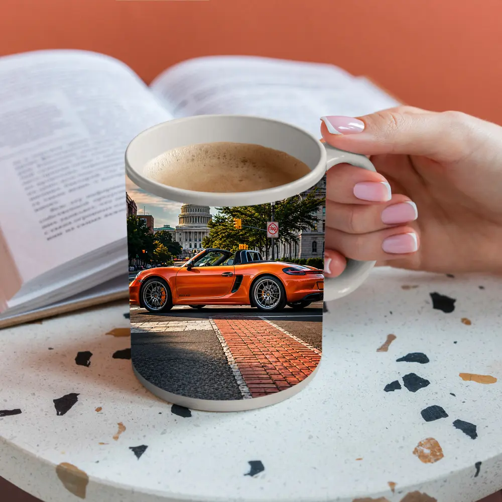 Porsche Boxster Orange Streets Washington DC – Mugs
