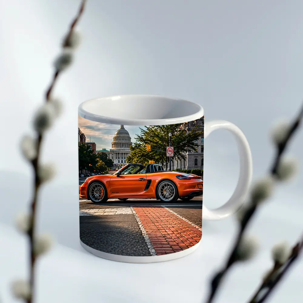 Porsche Boxster Orange Streets Washington DC – Mugs