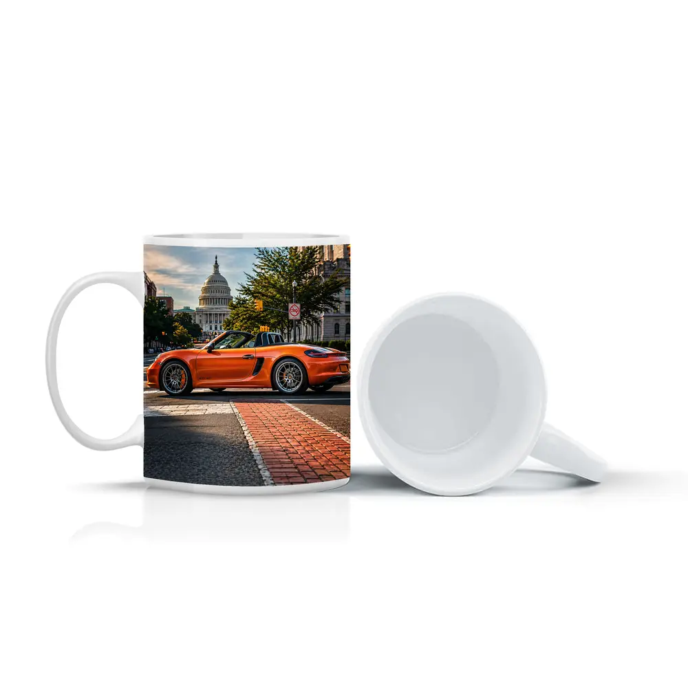 Porsche Boxster Orange Streets Washington DC – Mugs