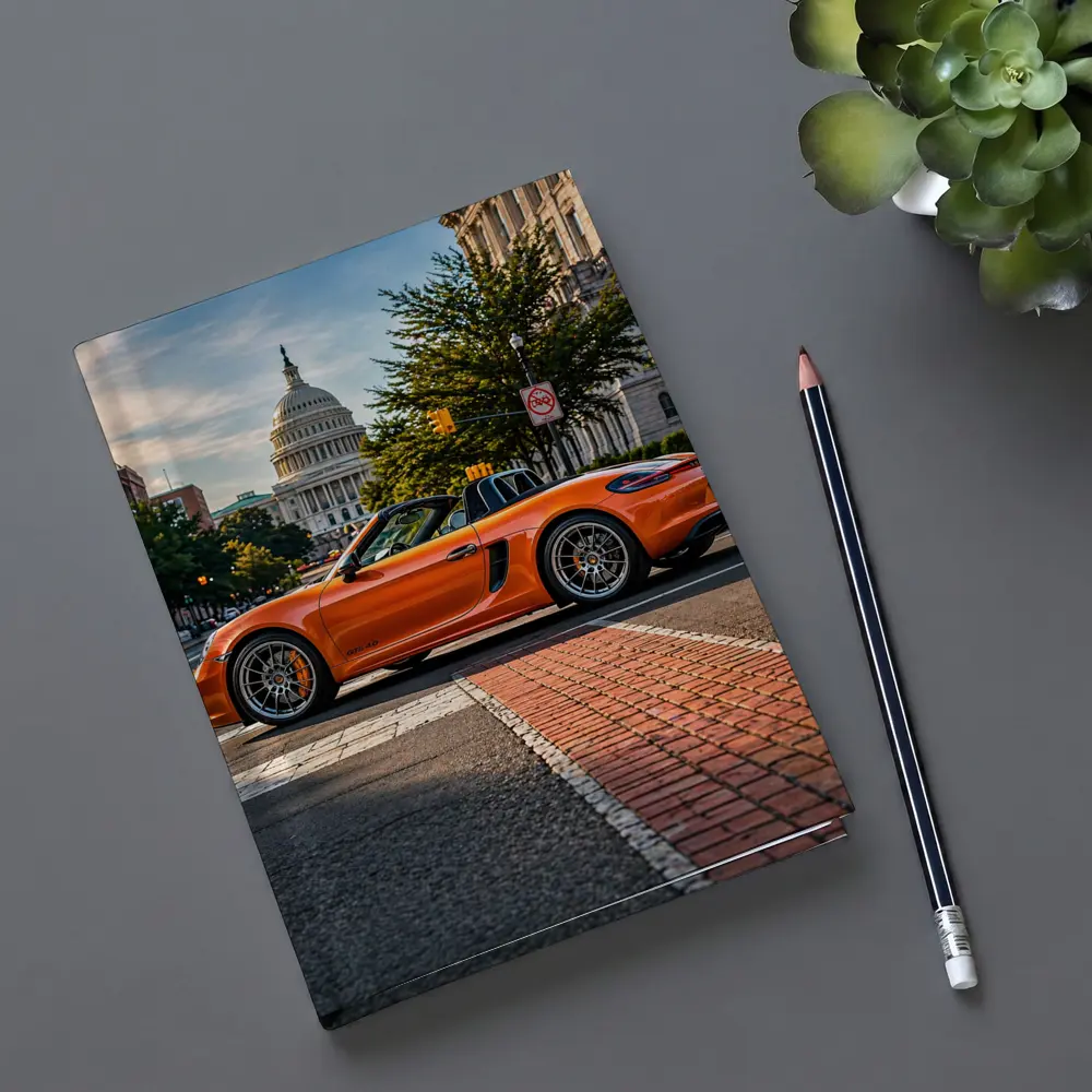 Porsche Boxster Orange Streets Washington DC – Notebooks