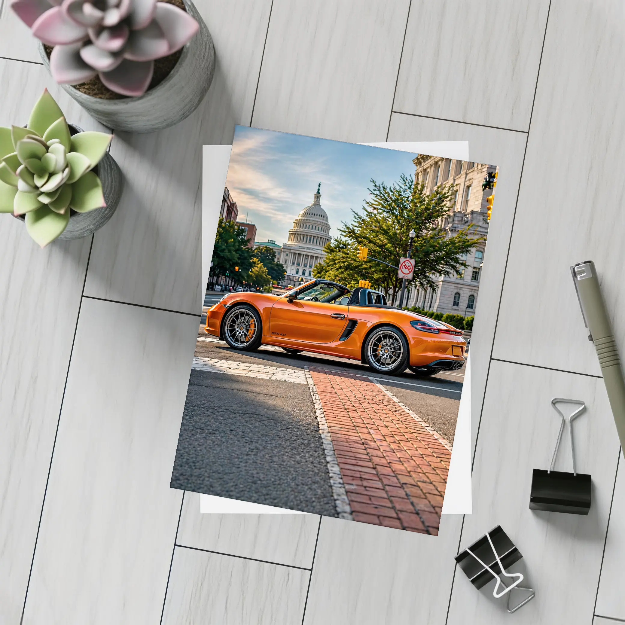 Porsche Boxster Orange Streets Washington DC – Postcards