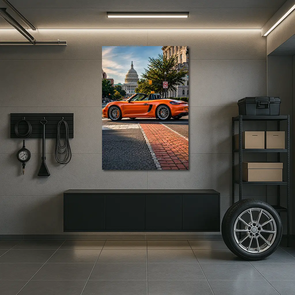Porsche Boxster Orange Streets Washington DC – Wall Art