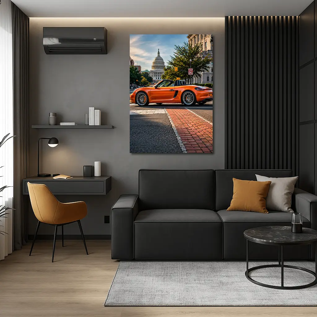 Porsche Boxster Orange Streets Washington DC – Wall Art