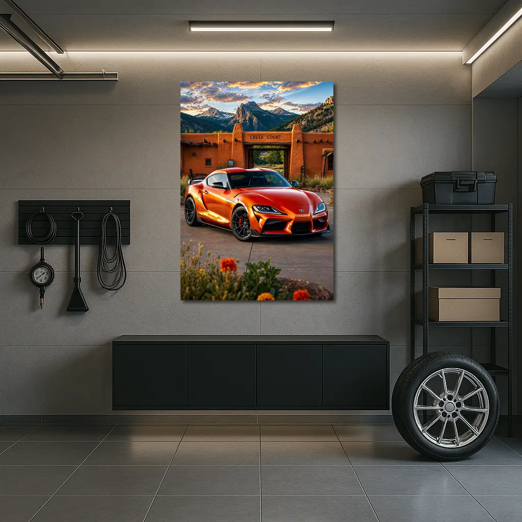 Toyota GR Supra Orange Mountain Adobe Setting – Wall Art