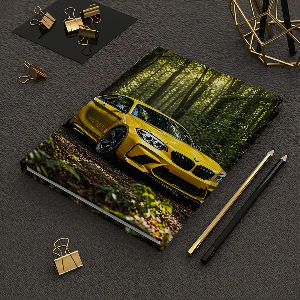 Yellow BMW M2 Parked in Forest – Notebooks