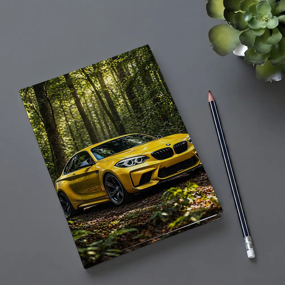 Yellow BMW M2 Parked in Forest – Notebooks