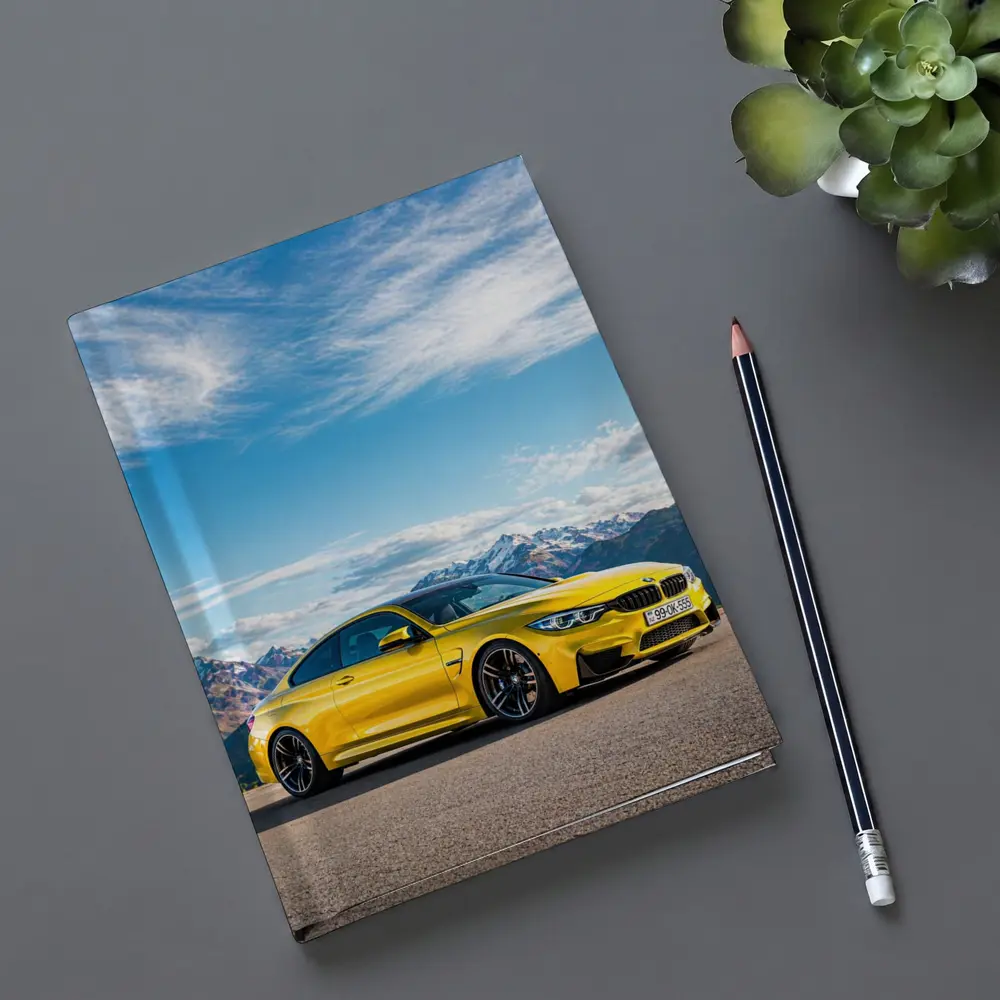 BMW M4 Yellow Coupe Mountain Background – Notebooks