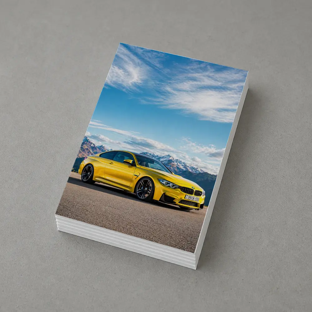 BMW M4 Yellow Coupe Mountain Background – Postcards