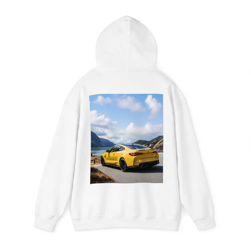 Yellow BMW M4 Coupe Mountain Lake Road – Hoodies
