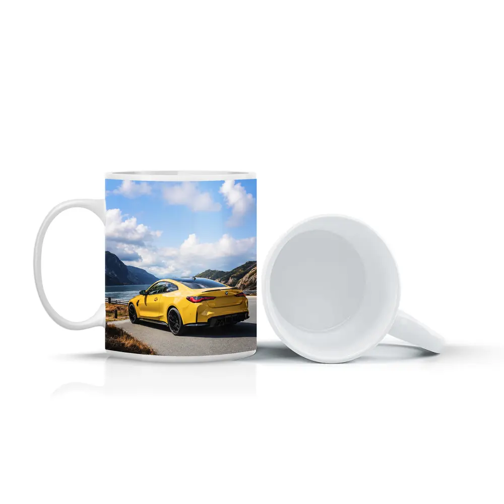 Yellow BMW M4 Coupe Mountain Lake Road – Mugs