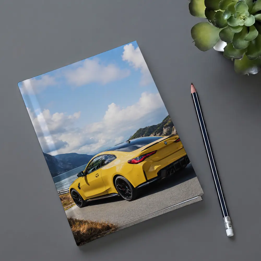 Yellow BMW M4 Coupe Mountain Lake Road – Notebooks