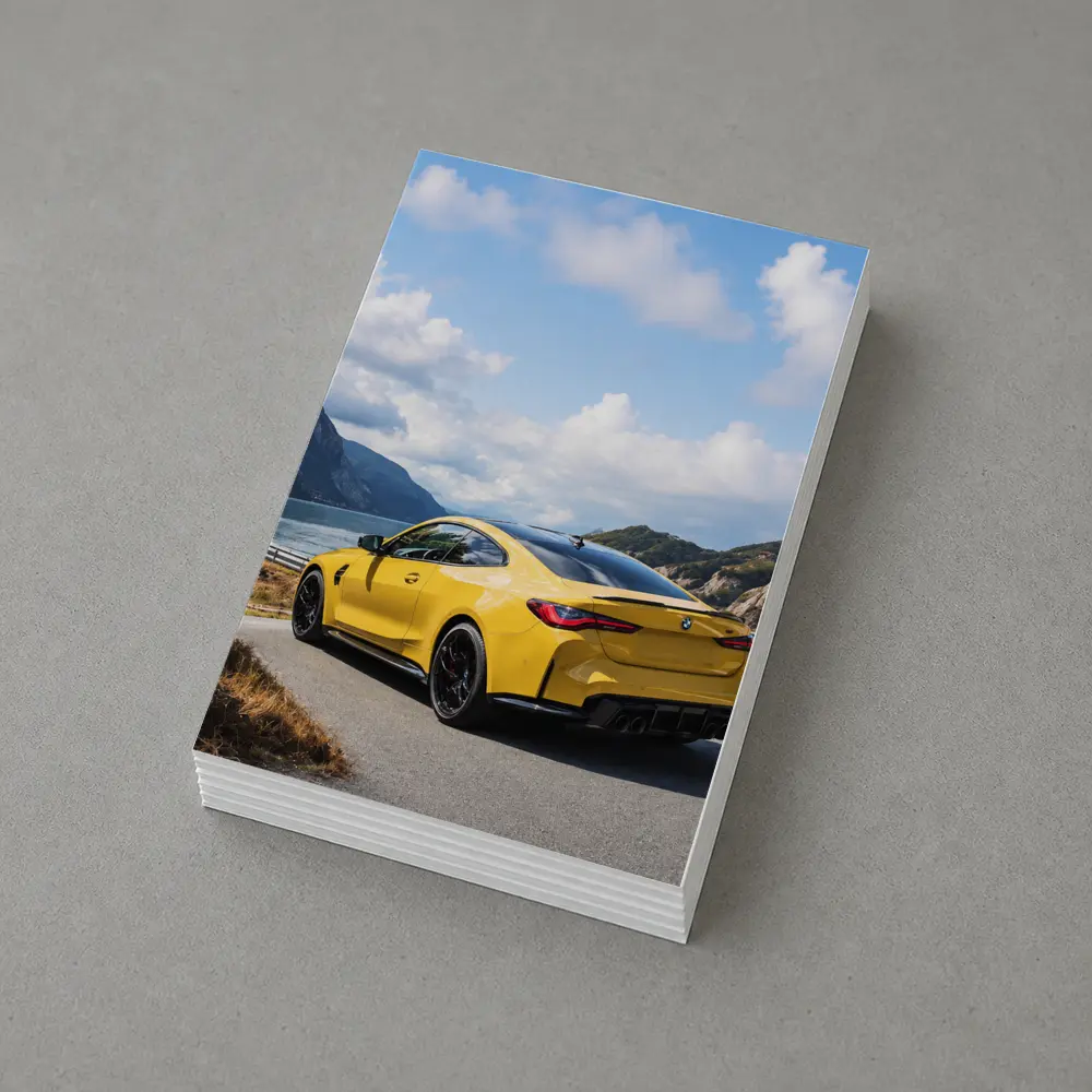 Yellow BMW M4 Coupe Mountain Lake Road – Postcards