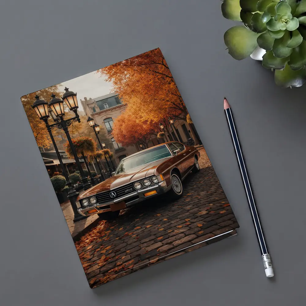 Acura Classic Car Cobblestone Autumn Street – Notebooks