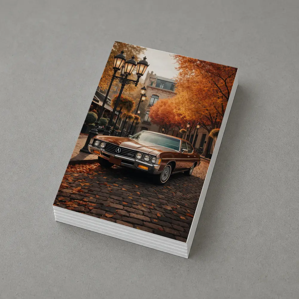 Acura Classic Car Cobblestone Autumn Street – Postcards