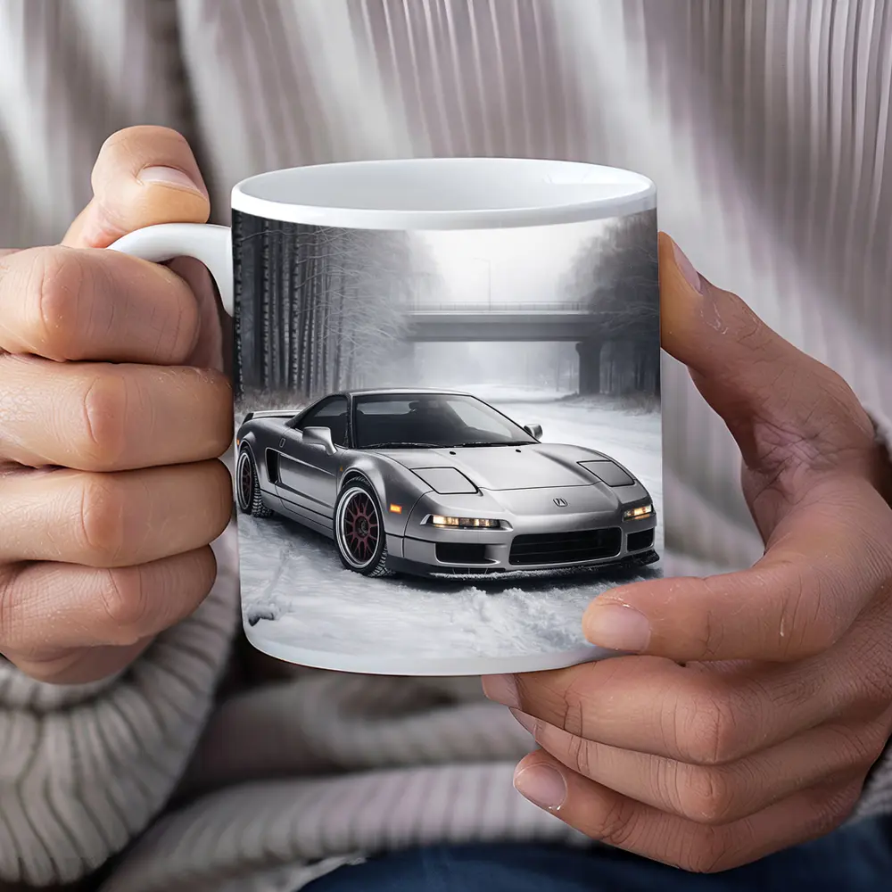 Acura NSX Silver Sports Car Snowy Road – Mugs