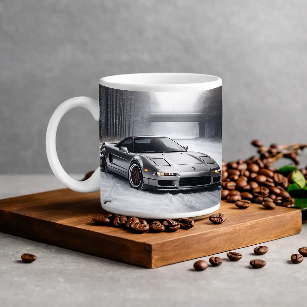 Acura NSX Silver Sports Car Snowy Road – Mugs