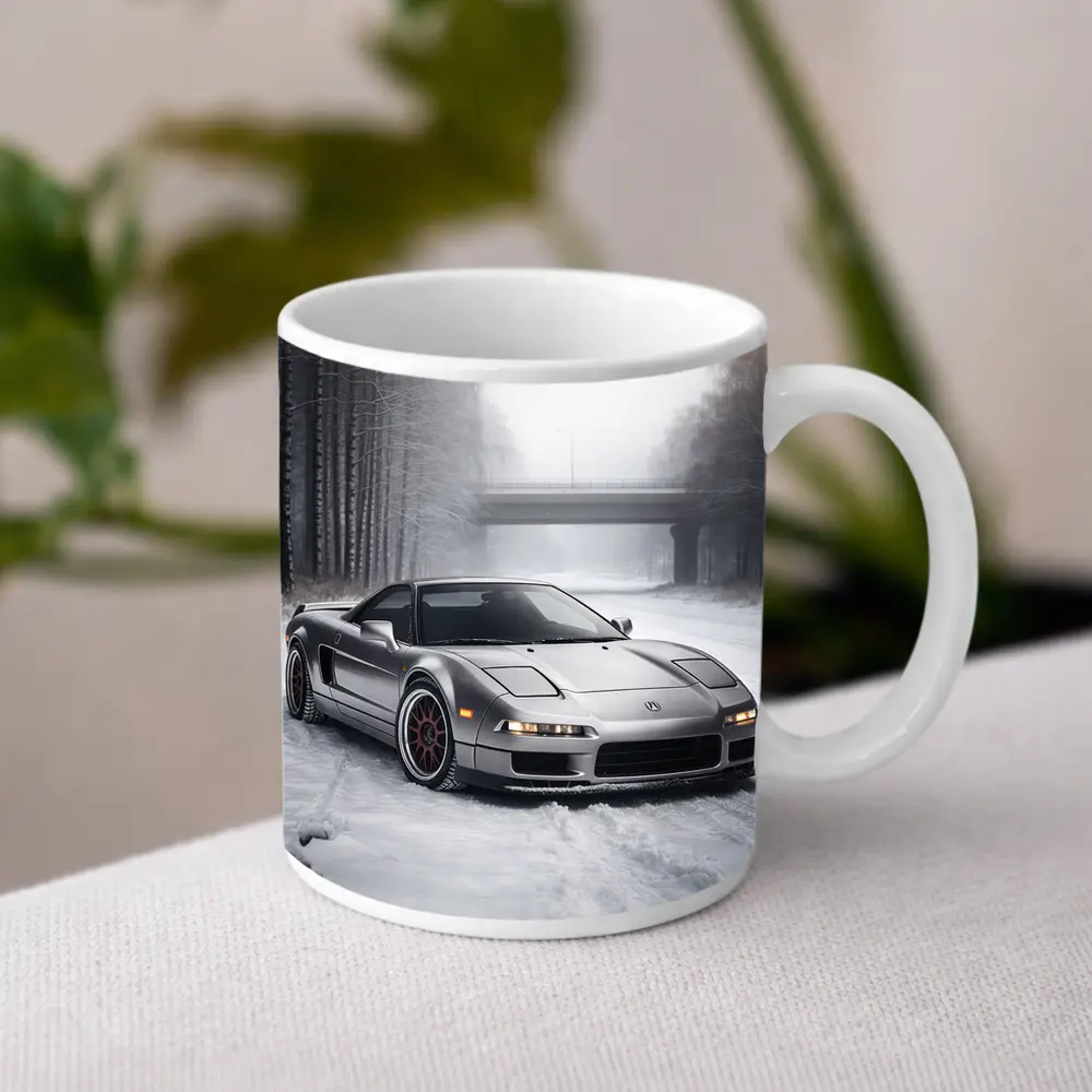 Acura NSX Silver Sports Car Snowy Road – Mugs